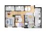 Planta humanizada do Apartamento Tipo 2Q | 52m² priv.