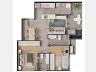 Planta humanizada do Apartamento de 2 dormitórios | 66m² priv.