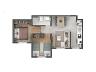 Plantas humanizada do Apartamento Tipo B | 42,99m² priv.