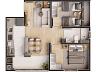 Planta humanizada do Apartamento Tipo 1 | 52m² priv.
