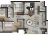 Planta humanizada do Apartamento Tipo 04 | 98m priv.
