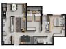 Planta humanizada do Apartamento Tipo - Final 4 | 77m priv.