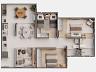 Planta do Apartamento Tipo 1 com 83,47 m priv.