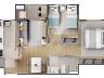 Planta humanizada do Apartamento Tipo 2Q | 46,77m priv.