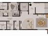 Planta humanizada do Apartamento Tipo | 98m priv.