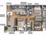 Planta dos Apartamentos Tipo 01 e 07 | 1 sute + 2 quartos, com 60m de rea privativa e sacada com churrasqueira.