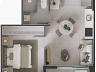 Planta humanizada do Apartamento de 1 dormitrio | 34,08m priv.