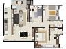 Planta humanizada do apartamento | 93m privativos