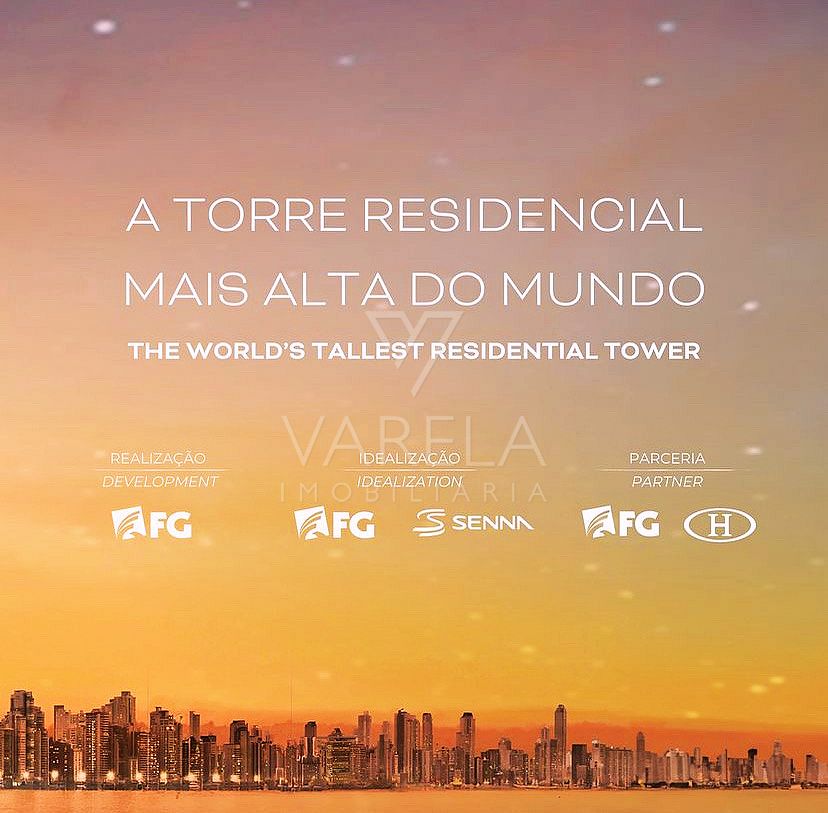 De quem é o Senna Tower: arte oficial de divulgação do empreendimento, com as assinaturas de realização, idealização e parceria no rodapé